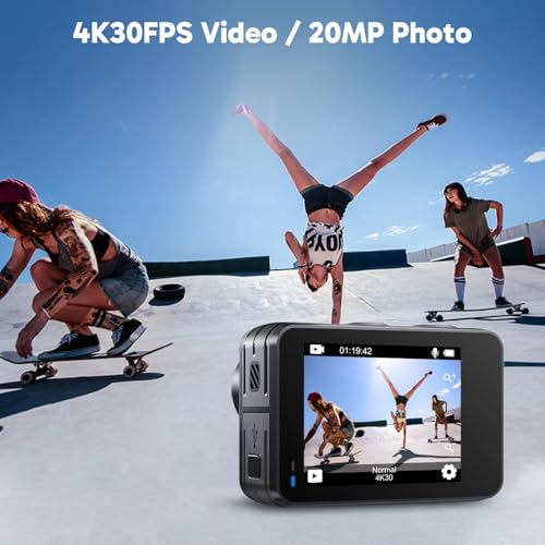 4K30fps Action Camera with 256GB MicroSDXC U3 Memory Card T46752