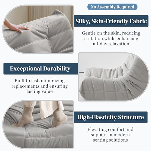 3-Seater Beige Suede Microfiber Bean Bag Chair U688618