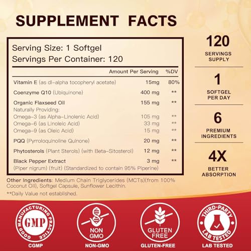 CoQ10 400mg SoftGels Supplement, 120 Servings N667