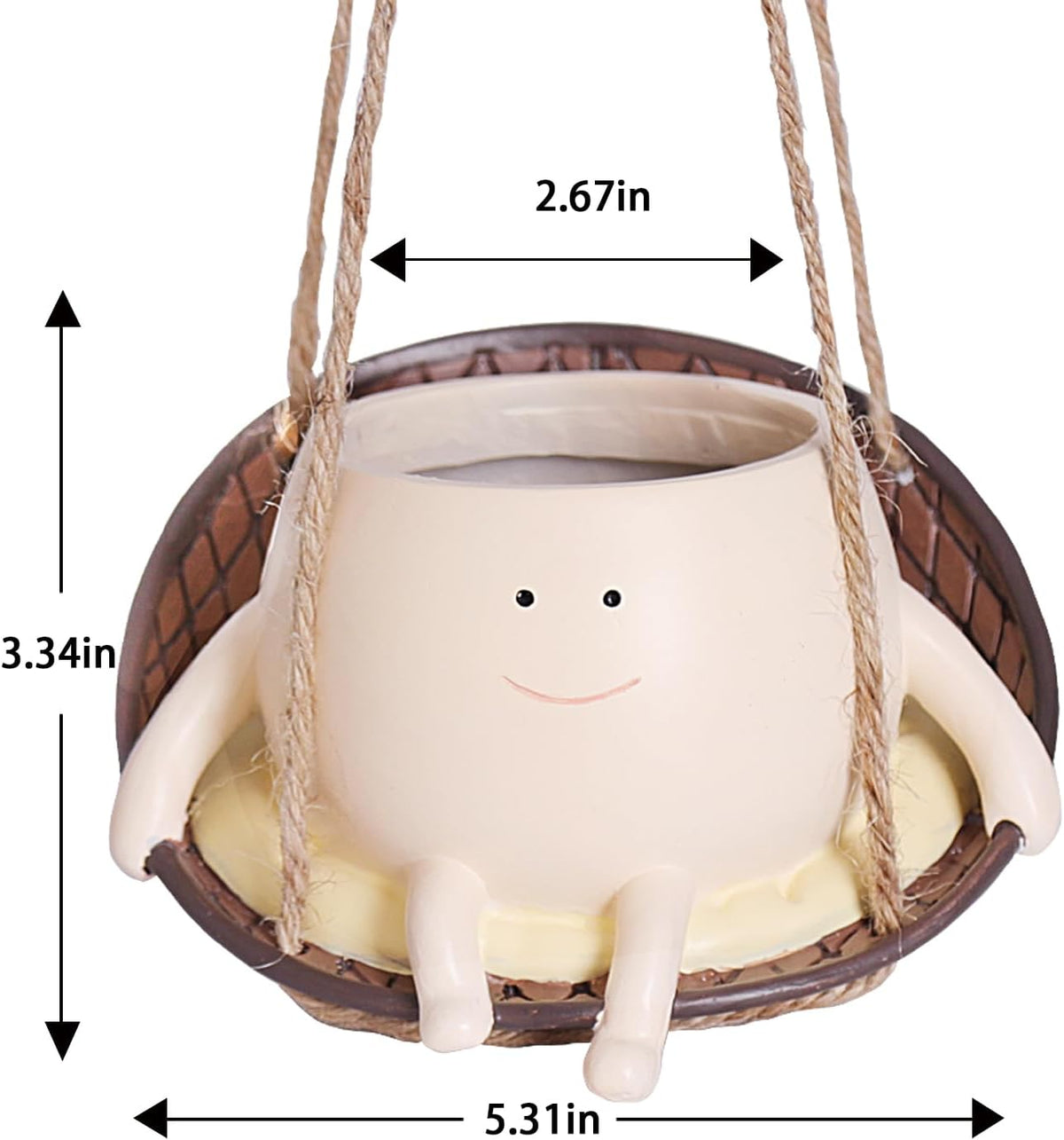 Hanging Swing Chair Planter Pot Smile Face Plant Pot for Indoor Outdoor Plants Cute Head Flower Pots T807