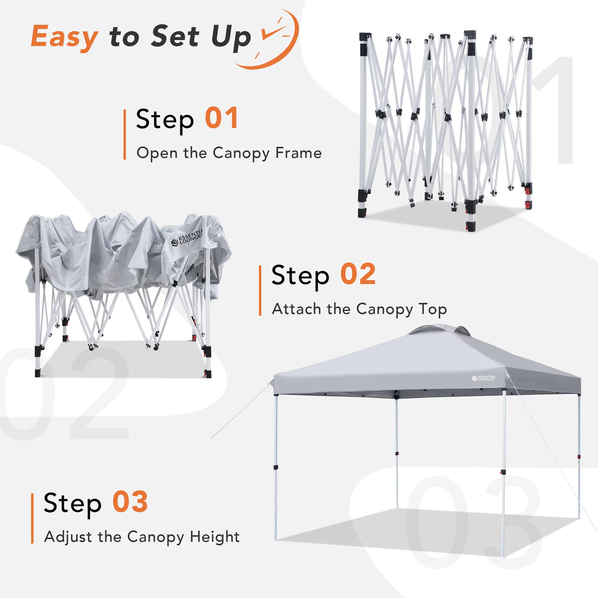 Grey 10x10ft Pop Up Outdoor Canopy Tent with Wheeled Carrying Bag I313004