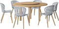 7-Piece Round Dining Set, Eucalyptus Wood, Brown H8065