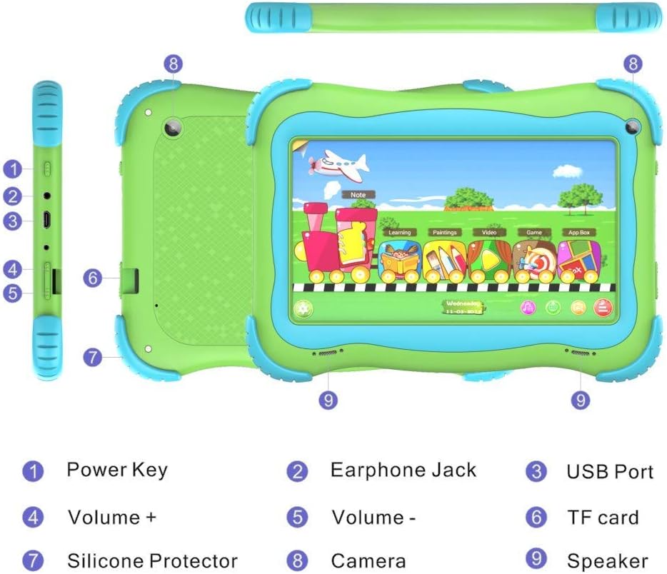 Green 7 Android Kids Tablet 1GB + 32GB Pack of 2 T874