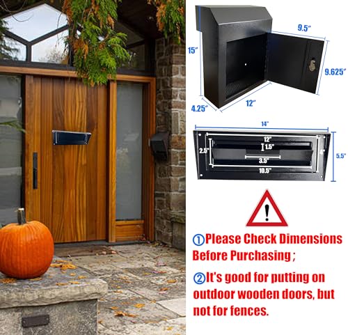 Black Galvanized Steel Locking Mailbox Door Drop Box Z17414