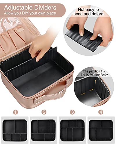 13.8 inches Large Black Cosmetic Case with Adjustable Dividers and Shoulder Strap D986