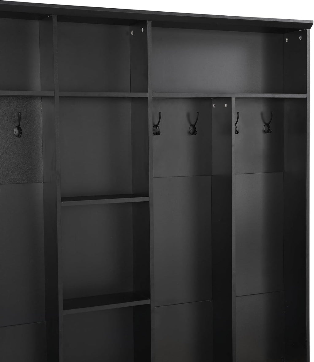 Black Hall Tree with Storage Bench and 8 Hooks I537305