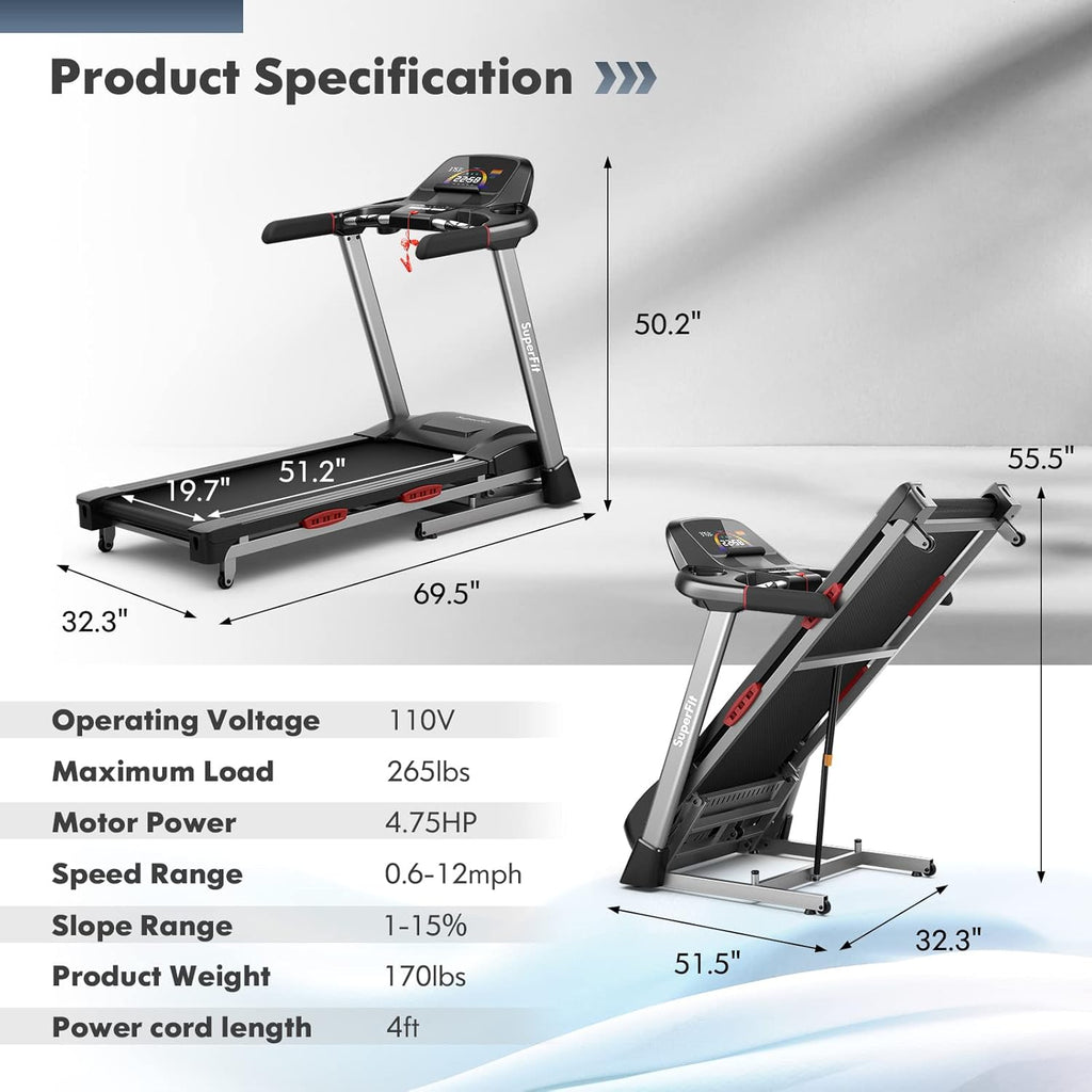 Foldable Treadmill with 15% Auto Incline Z88747