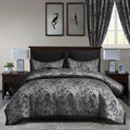 7-Piece Queen Comforter Set with Matching Curtains, Burgundy Jacquard Patchwork Bed in a Bag Bedding Set V4720