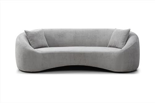 Light Gray Chenille Velvet 3 Seater Curved Sofa F1009