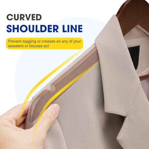 30-Pack Wooden Clothes Hangers with Rotatable Hook B537