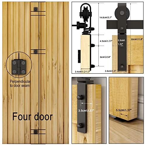 Black Track Bi-Folding Sliding Barn Door Hardware Kit F325