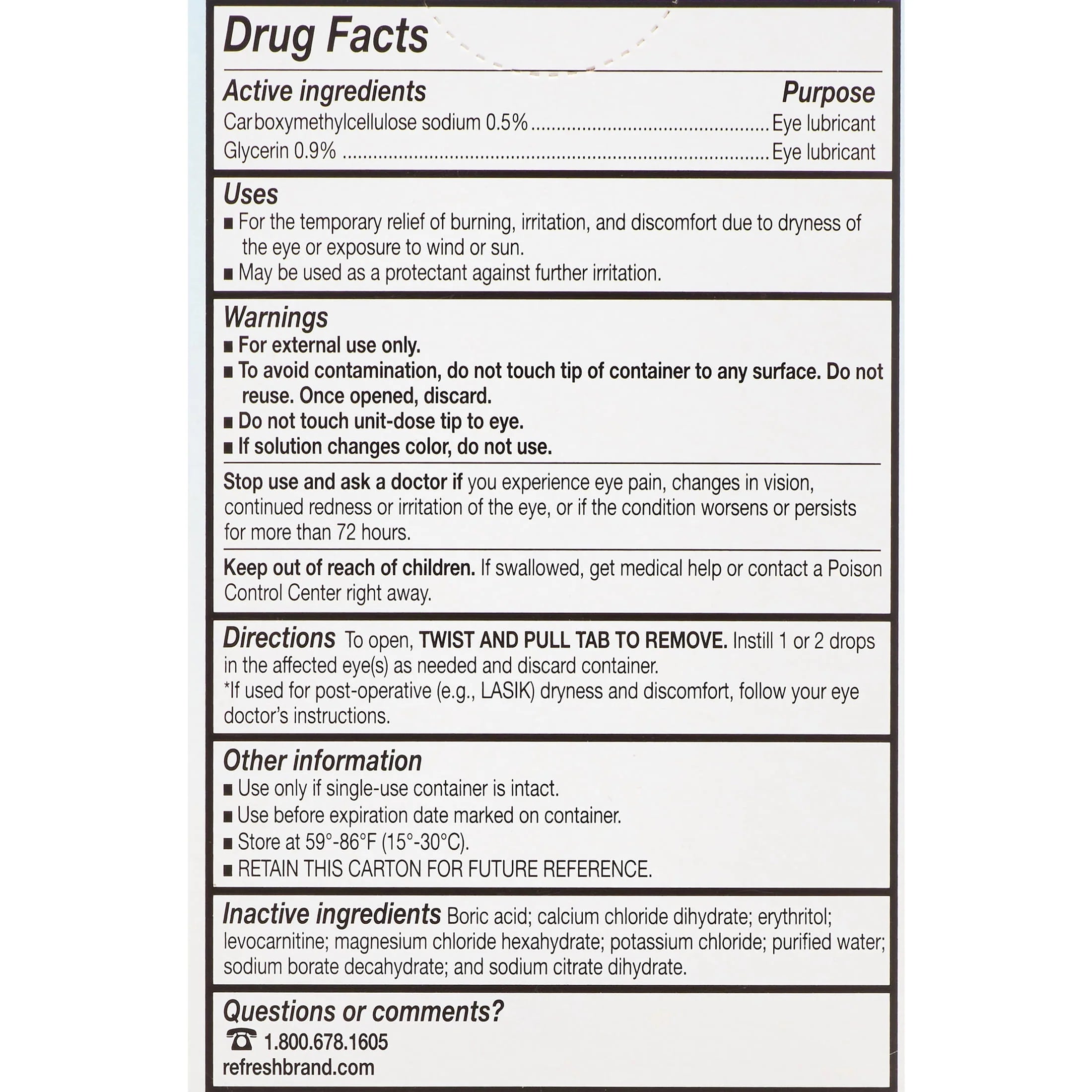 60 Count 0.4 ml Lubricant Eye Drops S87227