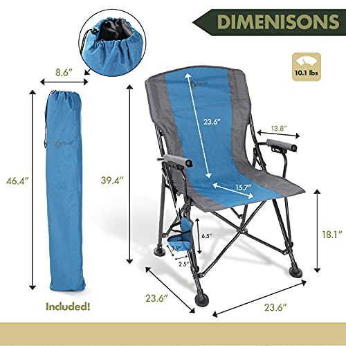 Tan & Gray Heavy-Duty Folding Camping Quad Chair with Cup Holder Y741