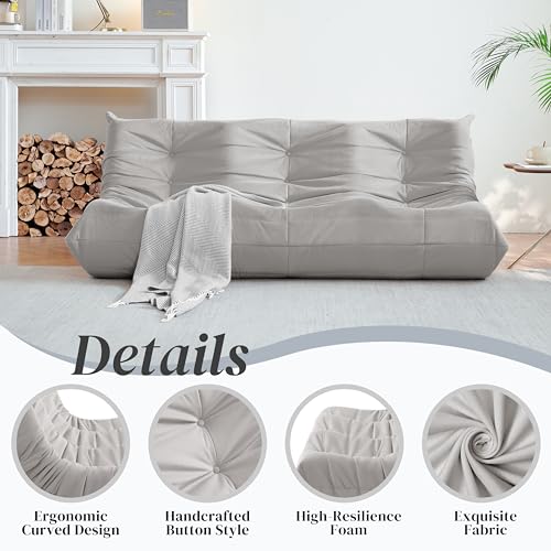 3-Seater Beige Suede Microfiber Bean Bag Chair U688618