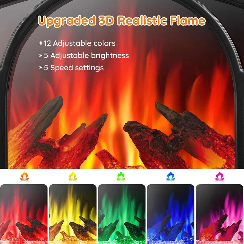 1500W Infrared Electric Fireplace Heater with 3D Flame Effect X759