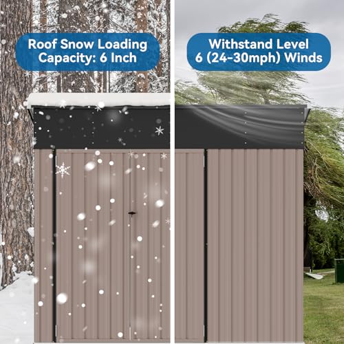 Black Galvanized Steel Triple Doors Lean to Shed K7156