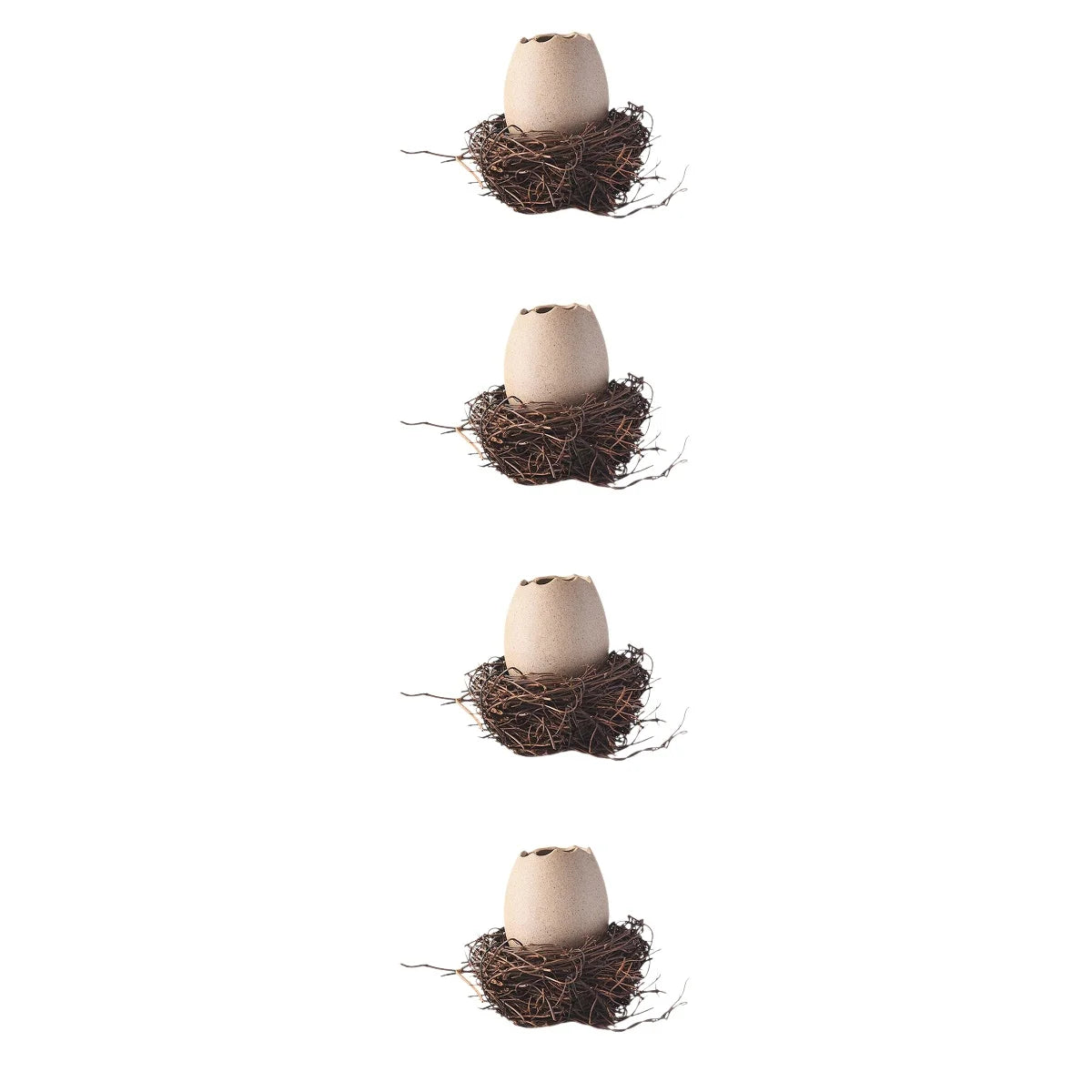 4 Sets Small Ceramic Vase Succulent Planter with Bird Nest V94560