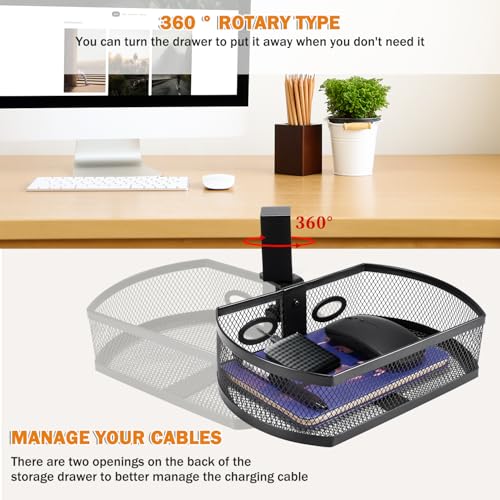 Square-Black Alloy Steel Under Desk Drawer Organizer O32841