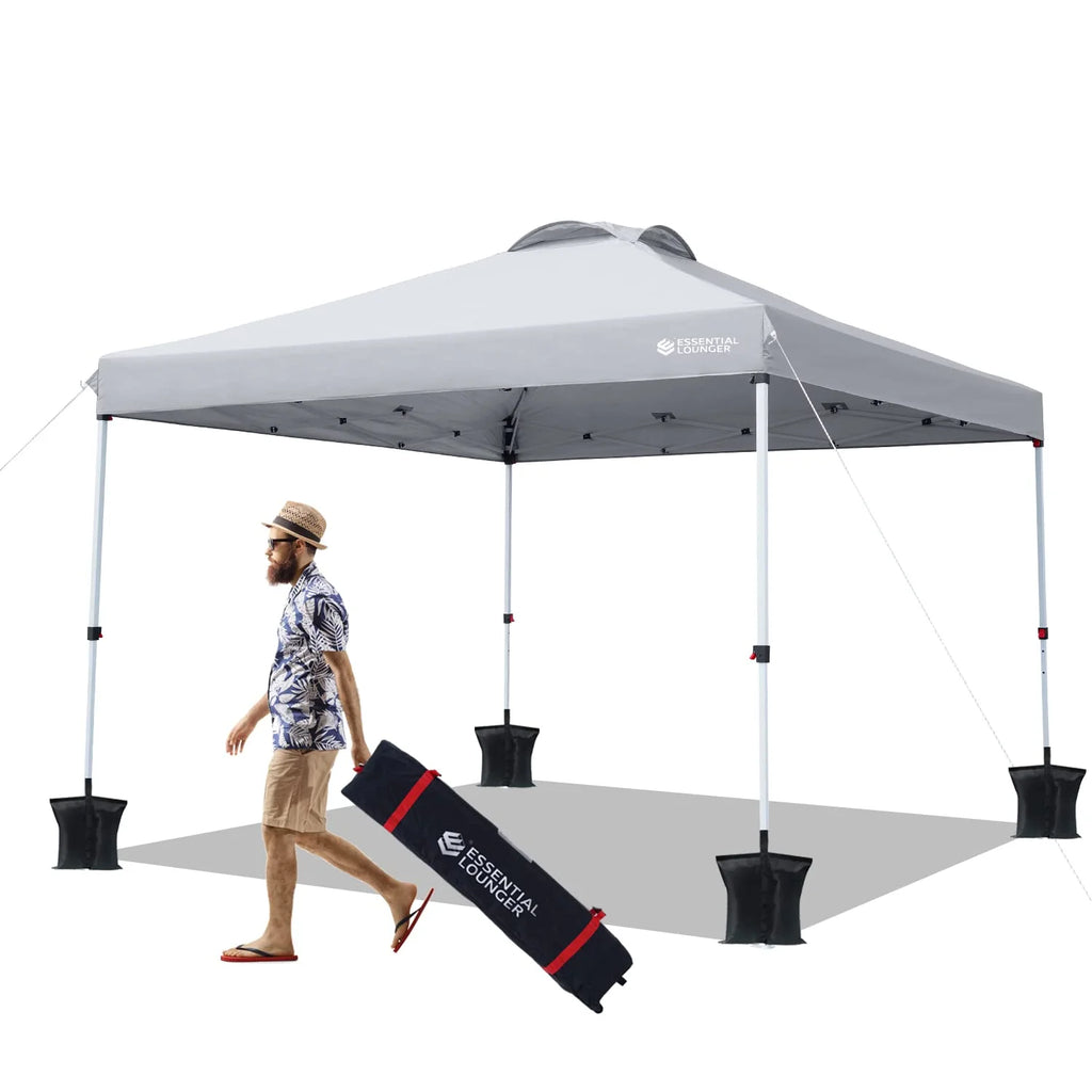 Grey 10x10ft Pop Up Outdoor Canopy Tent with Wheeled Carrying Bag I313004