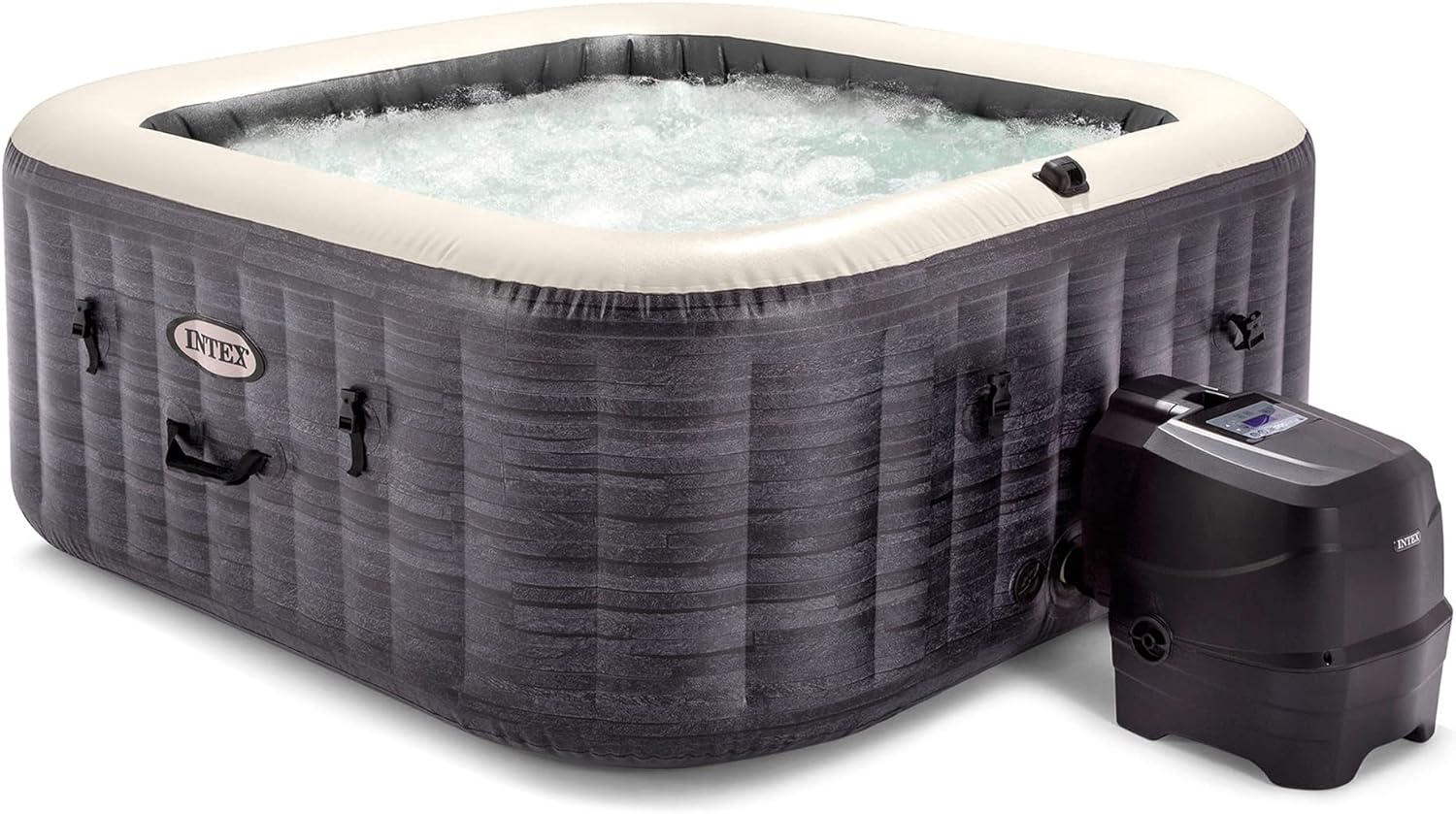83x28" Inflatable Square Hot Tub Spa with LED Light Strip B16754