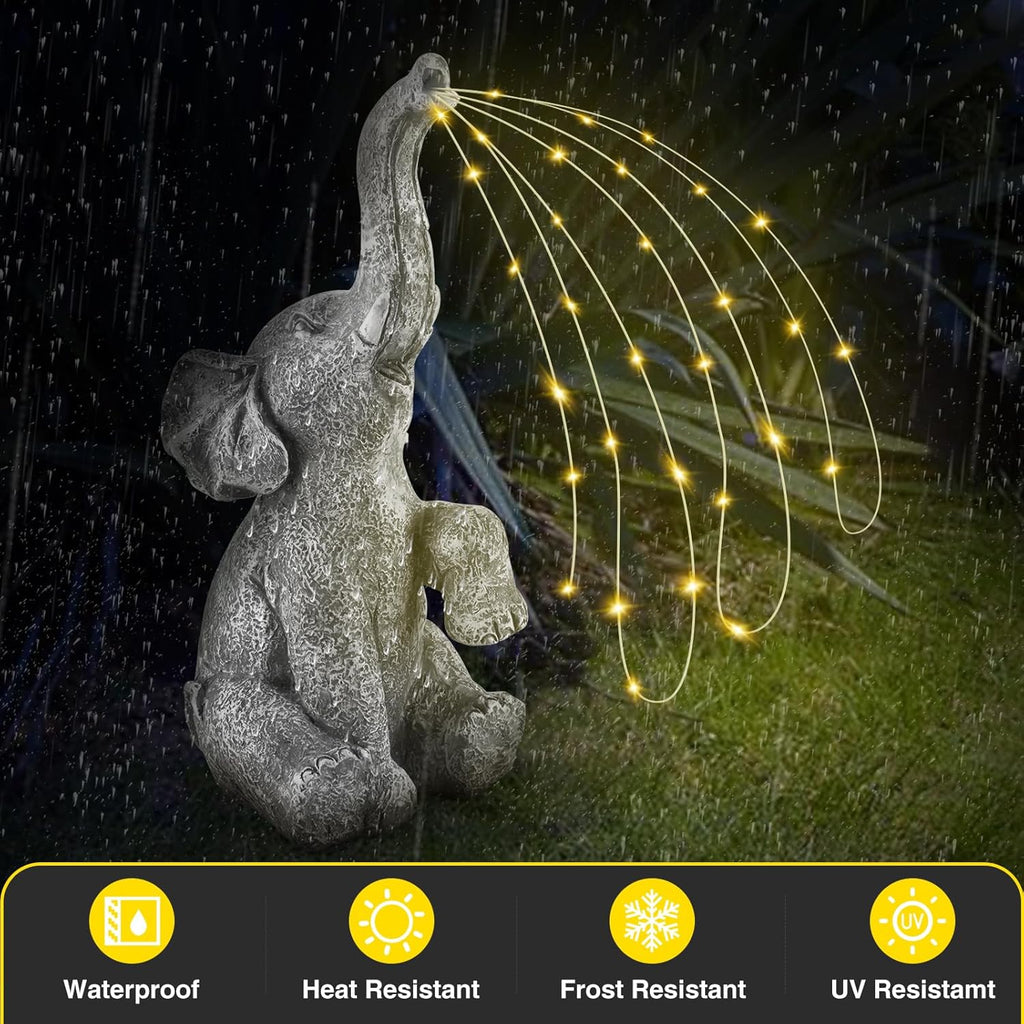 Outdoor Elephant Statue with LED Solar Lights C551376