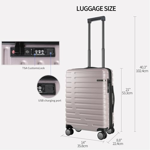 Light Purple 20-Inch Hardside Expandable Carry On Luggage J50553
