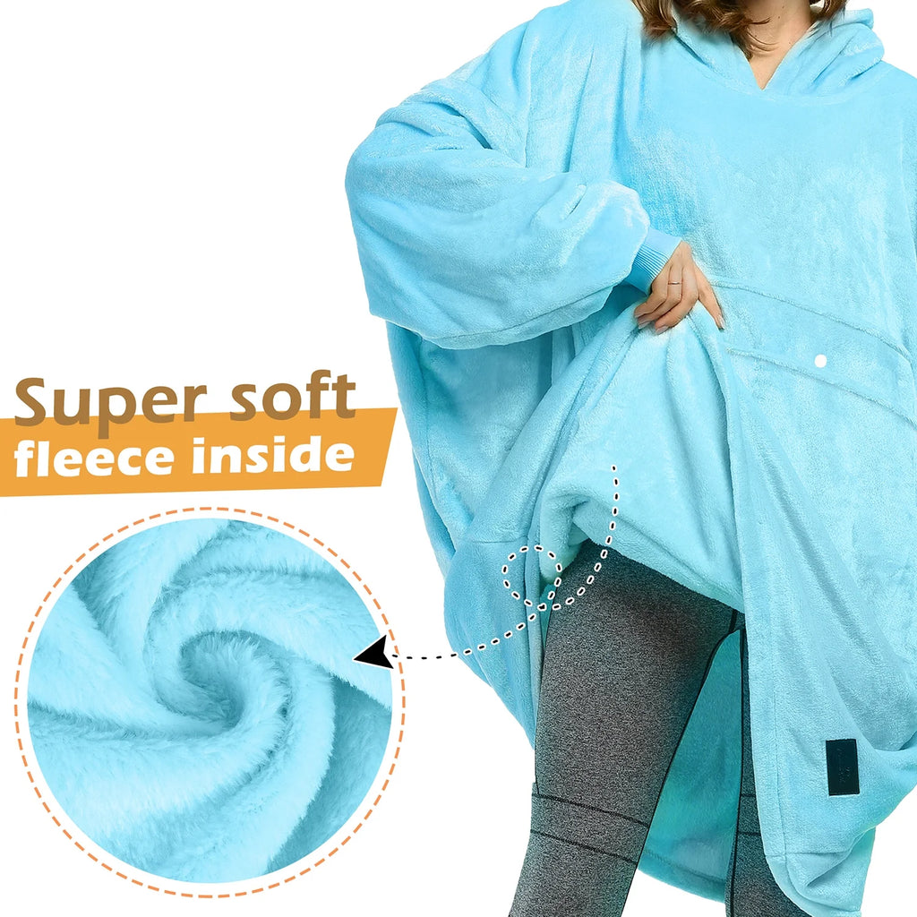 Blue Hooded Fleece Sweatshirt L6114