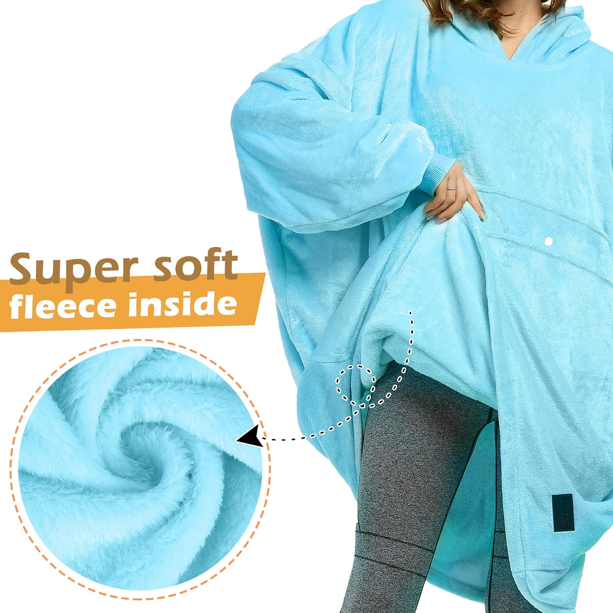 Blue Hooded Fleece Sweatshirt L6114