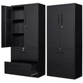 Black Metal 2 Drawer File Cabinet with Lock J1054