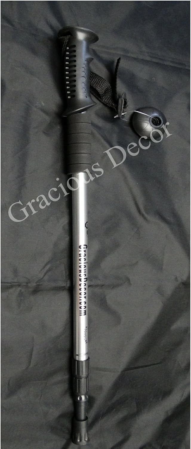 Expandable Walking Hiking Trekking Pole Cane Stick with Compass on Grip Wrist Strap Y977