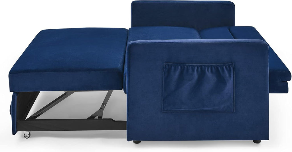 Blue Velvet 2 Seater Convertible Sofa Bed R35322