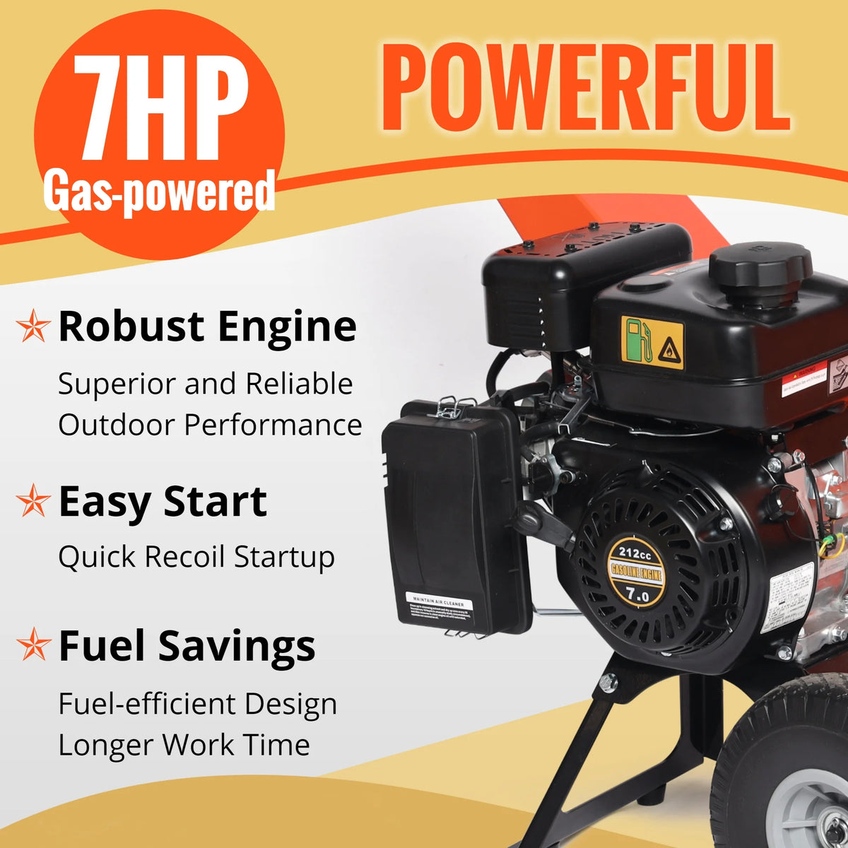 7HP Gas Powered Wood Chipper Shredder Mulcher H67477