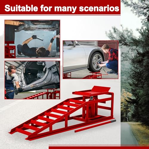 2 Pack Hydraulic Car Ramps 5T 10000lbs Low Profile Lift Height 11.61-16.21 Inches J584157
