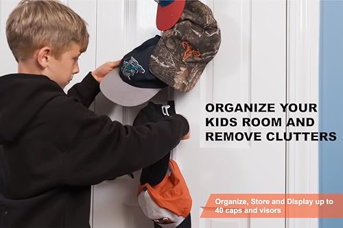 Black Over-The-Door Hat Rack Holds 18 Caps M421