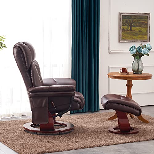 Grey Faux Leather Swivel Recliner with Ottoman Y43894
