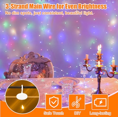19.6ft x 9.8ft Warm White Curtain String Light Q3334