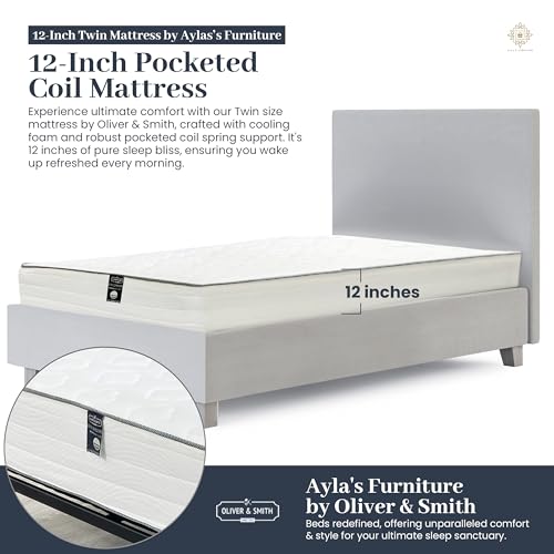 12 Inch Hybrid Twin Mattress with Pocketed Coil Spring and Cold Foam K692985