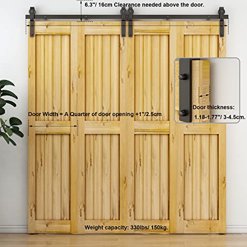 Black Track Bi-Folding Sliding Barn Door Hardware Kit F325