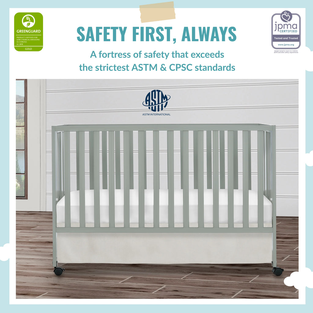 Cool Grey Full-Size Folding Crib Z252