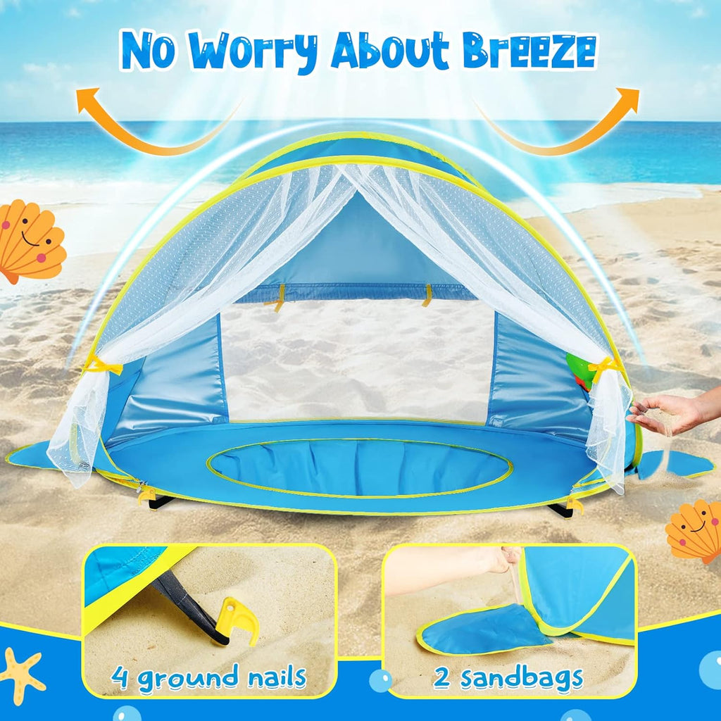 Baby Beach Tent Sun Shelter UPF50+ Pop Up Shade Pool (Front Mesh Blue) G118573