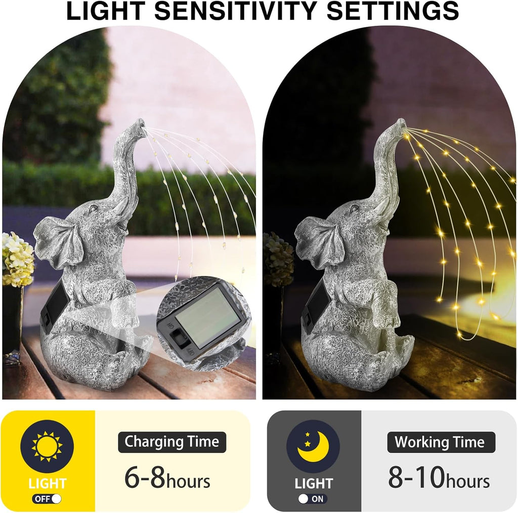 Outdoor Elephant Statue with LED Solar Lights C551376
