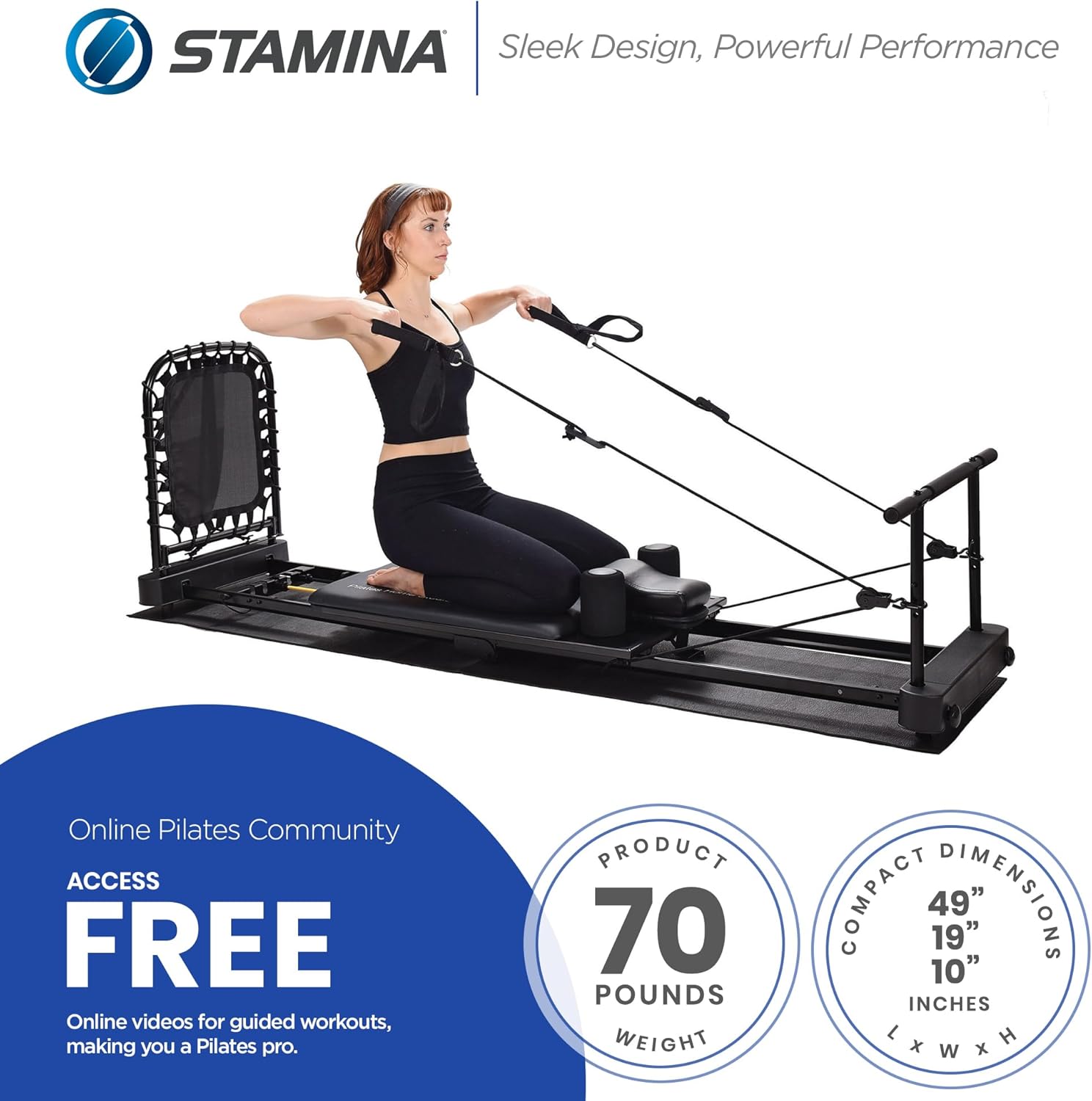Black Foldable Pilates Reformer Y5615