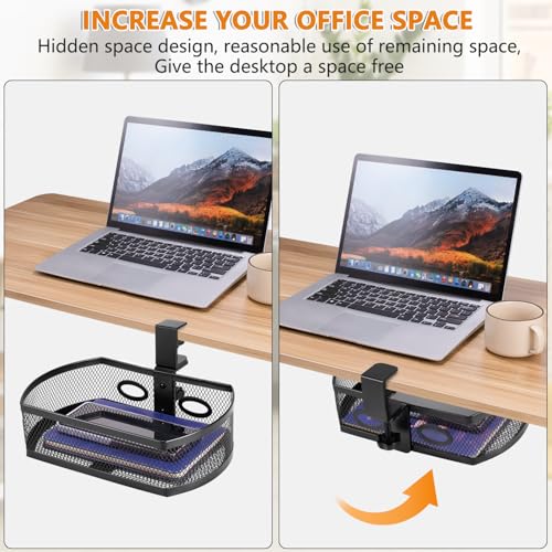 Square-Black Alloy Steel Under Desk Drawer Organizer O32841