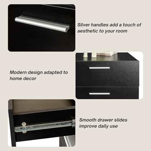 Black 8 Drawer Wood Dresser Q559