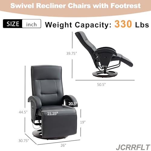 Gray Leather Swivel Recliner Chair with Adjustable Footrest I6489