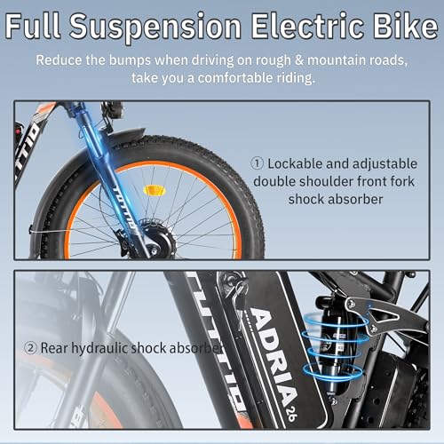 52V 30AH 26" Fat Tire Full Suspension Electric Mountain Bike L14695