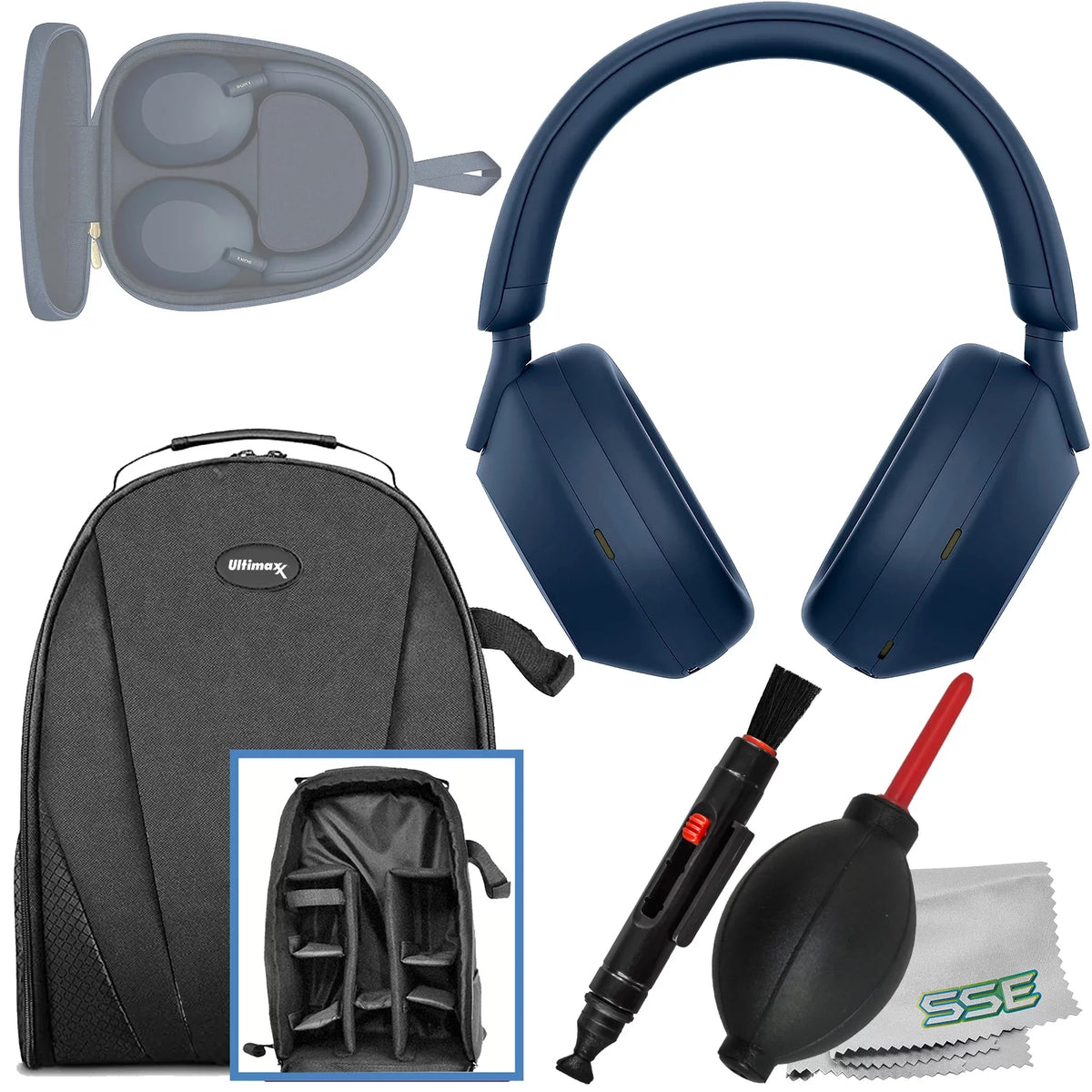 Blue Noise-Canceling Wireless Over-Ear Headphones Bundle C1835