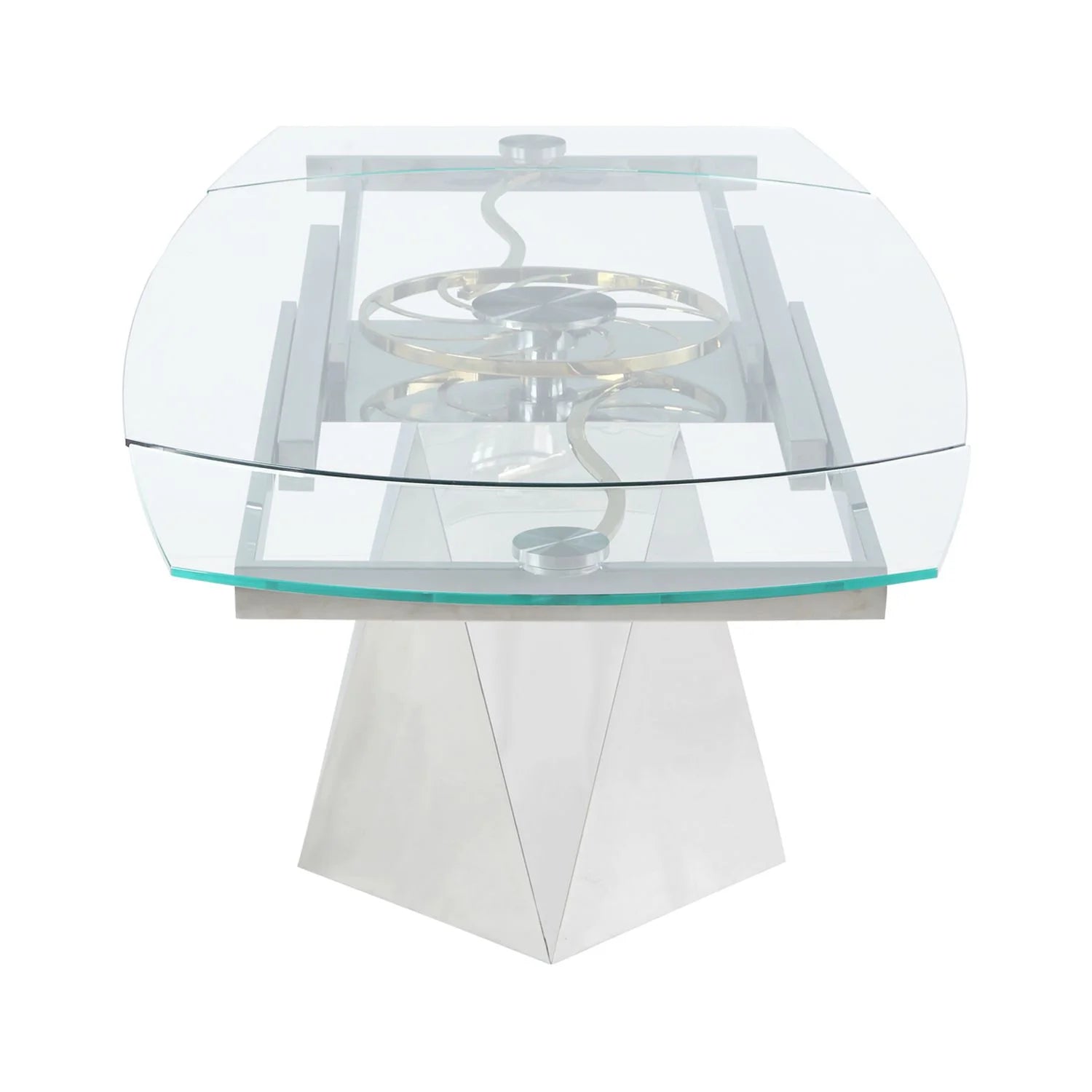 Steel and Glass Motion-Extendable Dining Table W77465
