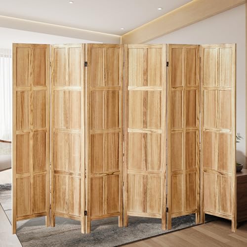 Wood 4 Panel Room Divider, 5.6 FT Tall Folding Privacy Screen G498236