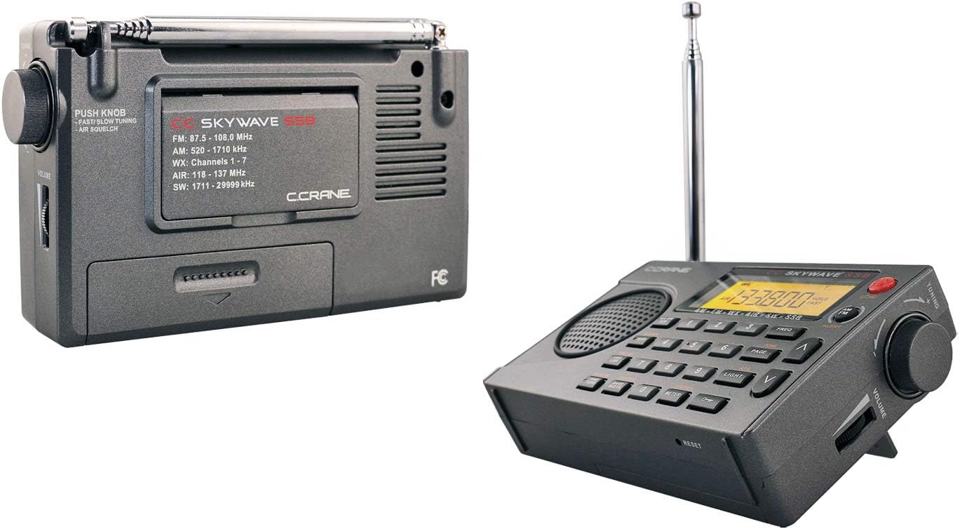 Small Battery Operated Portable Travel Radio with AM, FM, Shortwave, NOAA Weather + Alert, VHF Aviation Band and Single Side Bands H29206